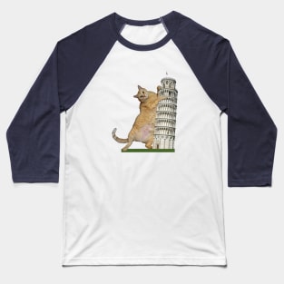 Pisa Cat Baseball T-Shirt